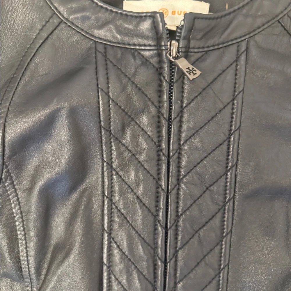 Women's Tory Burch Daphne Black  Leather Jacket EUC - Picture 7 of 7